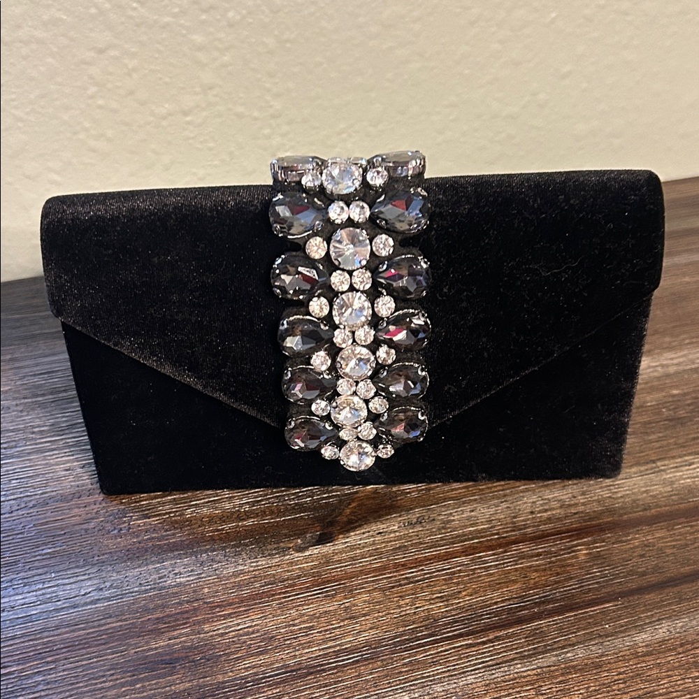 Sondra Roberts Black Clutch with Crystal Accents
